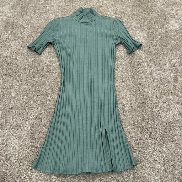 Reformation Women's Short Sleeve High Neck Mini Dress Sage Green Size Small - Picture 7 of 10